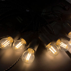 Ретро гирлянда для помещений Alphatrade, 20 метров 40 филаментных LED ламп, чёрная