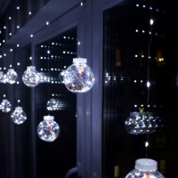 Гирлянда светодиодная бахрома Шары LedGO, 3 х 0,8 м, 200 Led, 10 шариков, холодный белый