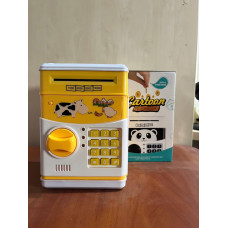 Копилка сейф детская интерактивная игрушка Желтая Корова с кодовым замком Cartoon cow