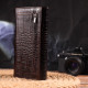 Вместительный кошелек для женщин из натуральной фактурной кожи с тиснением под крокодила CANPELLINI 185450 Коричневый