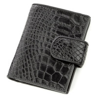 Визитница мужсккая CROCODILE LEATHER 182080 из натуральной кожи крокодила Черная