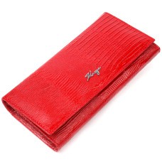 Лакированный горизонтальный кошелек из фактурной натуральной кожи KARYA 184930 Красный