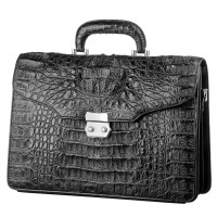 Портфель CROCODILE LEATHER 181200 из натуральной кожи крокодила Черный