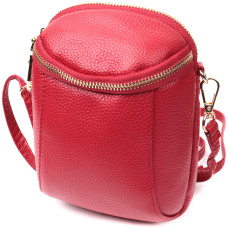 Яркая сумка интересного формата из мягкой натуральной кожи Vintage 186310 Красная