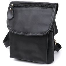 Кожаная небольшая мужская сумка через плечо Vintage 184270 Черный