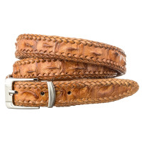 Ремень тонкий CROCODILE LEATHER 182100 из натуральной кожи крокодила Коричневый