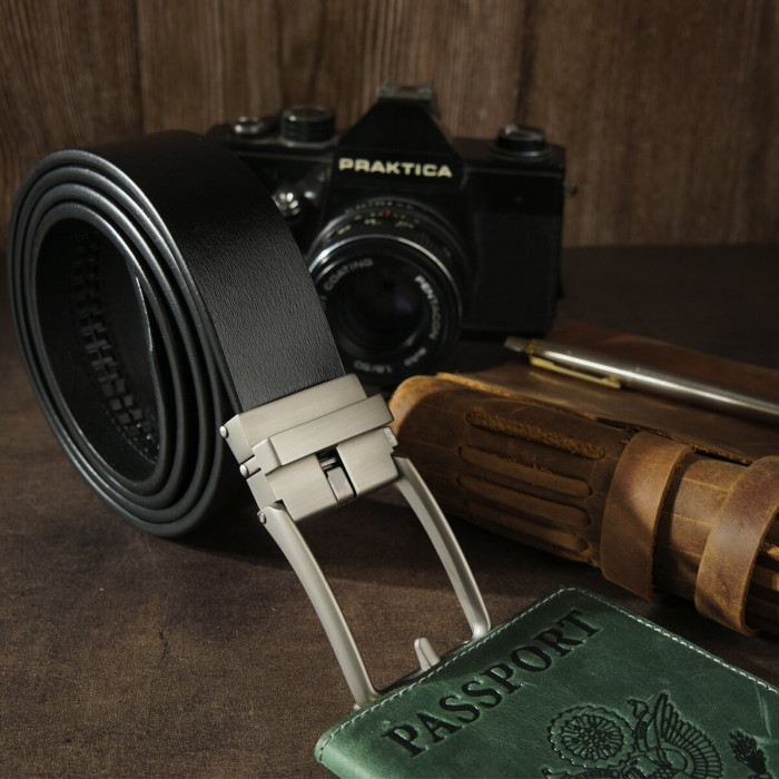 Ремінь чоловічий зі стильною пряжкою Vintage 183390 Чорний