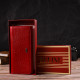 Вместительный женский кошелек из фактурной натуральной кожи с тиснением CANPELLINI 185550 Красный