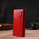 Вместительный женский кошелек из фактурной натуральной кожи с тиснением CANPELLINI 185550 Красный