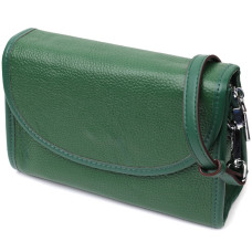 Компактная женская кожаная сумка с полукруглым клапаном Vintage 186230 Зеленая