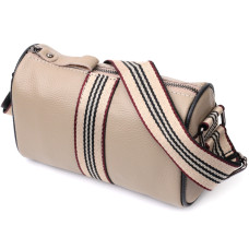 Уникальная сумка для женщин с акцентом посередине из натуральной кожи Vintage 186330 Бежевая