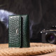 Яркий женский кошелек из натуральной фактурной кожи с тиснением под крокодила CANPELLINI 185430 Зеленый