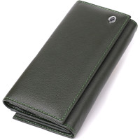 Вместительный женский кошелек на магнитах из натуральной кожи ST Leather 23115 Зеленый