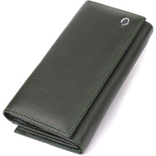 Вместительный женский кошелек на магнитах из натуральной кожи ST Leather 23115 Зеленый
