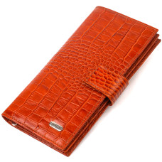 Мужское портмоне вертикальное лакированное из натуральной фактурной кожи с тиснением под крокодила бренда CANPELLINI (185560) коричневое.