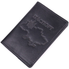 Красивая кожаная обложка на паспорт Карта GRANDE PELLE 185081 Черная