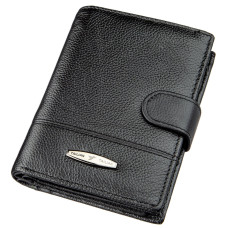Мужской кошелек кожаный с встроенной обложкой для паспорта Tailian 182741 черный