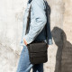 Вертикальная мужская сумка в мягкой коже Vintage 183681 Черная