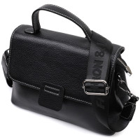 Сумка сетчел у класичному кольорі для жінок з натуральної шкіри Vintage 186261 Чорна