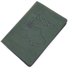 Превосходная кожаная обложка на военный билет Карта GRANDE PELLE 185091 Зеленый