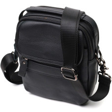 Практичная мужская сумка на плечо из натуральной кожи Vintage 186011 Черная