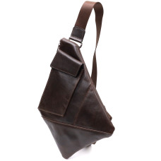 Стильная мужская сумка на плече из натуральной кожи GRANDE PELLE 186091 Коричневая