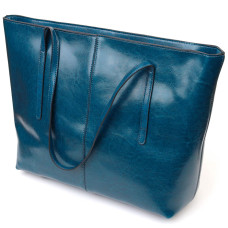 Красивая сумка шоппер из натуральной кожи 185921 Vintage Бирюзовая