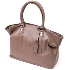 Стильная вместительная женская сумка KARYA 184641 кожаная Бежевый