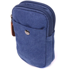 Практичная сумка-чехол на пояс с металлическим карабином из текстиля Vintage 186201 Синий