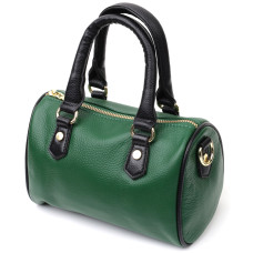 Кожаная сумка бочонок с темными акцентами Vintage 186321 Зеленая