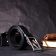 Брючный кожаный ремень для мужчин из квадратной пряжкой GRANDE PELLE 186101 Черный