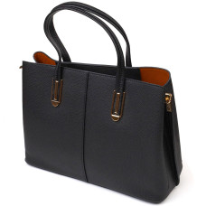 Стильная сумка для деловой женщины из натуральной кожи 185931 Vintage Черная