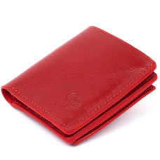 Вертикальное глянцевое портмоне с накладной монетницей GRANDE PELLE 183661 Красное