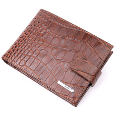 Мужской кошелек из натуральной кожи с тиснением под крокодила (KARYA 184961) - формат названия товара.
