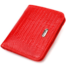 Лакированный женский кошелек небольшого размера из натуральной фактурной кожи CANPELLINI 185641 Красный