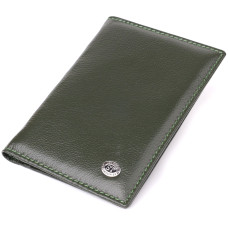 Практичная обложка на паспорт универсального формата из натуральной кожи ST Leather 23081 Зеленый