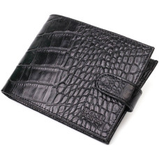 Бумажник мужской из натуральной фактурной кожи с тиснением под крокодила (BOND 185841) - черный