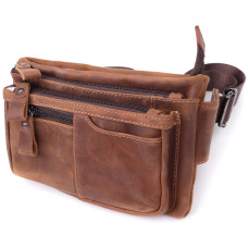 Вінтажна бананка для чоловіків з натуральної шкіри Vintage sale_15104 Коричневий