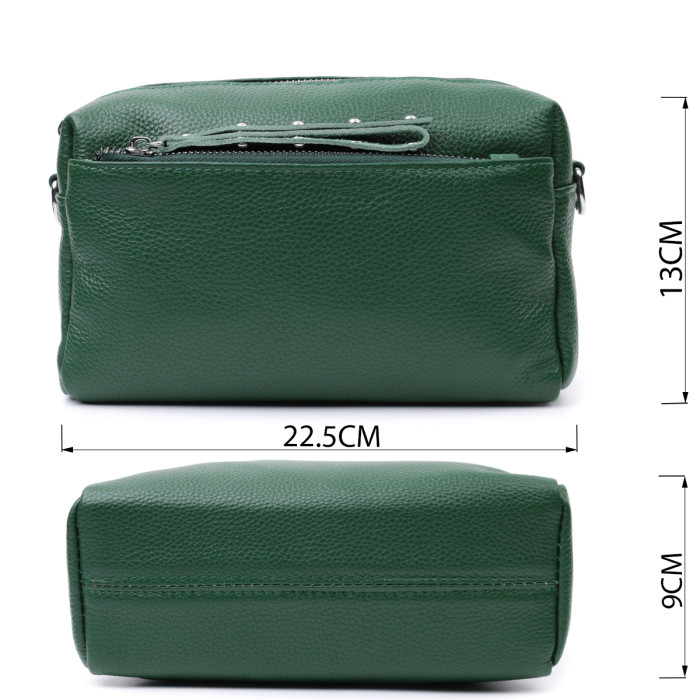 Шкіряна сумка зі стильним бігунком Vintage 22651 Зелена