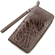 Мужской клатч Crocodile Leather 182092 из натуральной кожи крокодила Коричневый