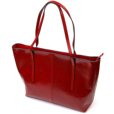 Вместительная сумка шоппер из натуральной кожи 185922 Vintage Бордовая