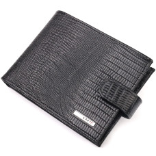 Мужское портмоне лакированное KARYA 184842 из натуральной фактурной кожи, черного цвета.