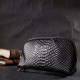 Фактурная женская барсетка из натуральной кожи с тиснением под змею Vintage 186242 Черный
