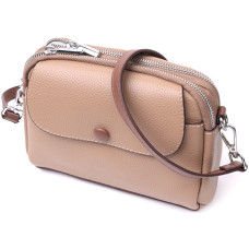 Повседневная маленькая сумка для женщин из натуральной кожи Vintage 186292 Бежевая