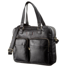 Мужская кожаная деловая сумка-портфель для ноутбука SHVIGEL 182902 Черная