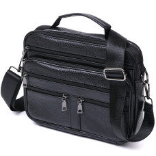 Практичная кожаная мужская сумка Vintage 184332 Черный