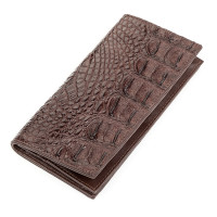 Портмоне вертикальное CROCODILE LEATHER 181582 из натуральной кожи крокодила Коричневое