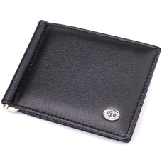 Мужской кошелек с металлическим зажимом из натуральной кожи ST Leather 23092 Черный