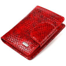 Лакированный женский кошелек из натуральной кожи с тиснением под змею CANPELLINI 185523 Красный