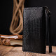 Современный кошелек-клатч из натуральной фактурной кожи KARYA 184893 Черный
